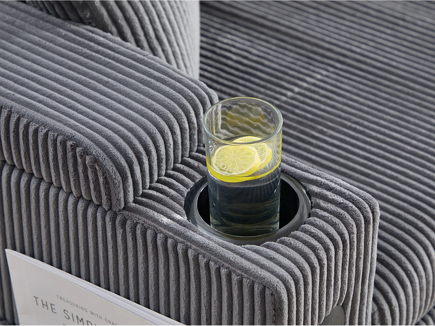 Canapé d’angle convertible fixe 3 places - Convertible en lit double - Chaise longue avec coffre - Accoudoirs rangement et USB-C - Idéal pour petits espaces