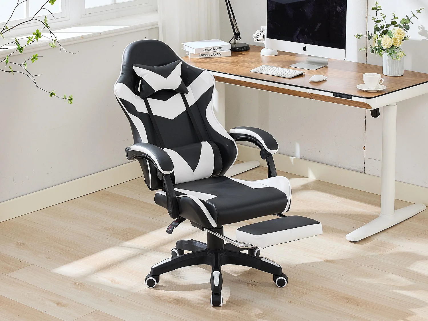 Chaise Gaming avec Massage Lombaire Réglable & Design Rennsport - Confort Ergonomique pour Bureau et Jeu