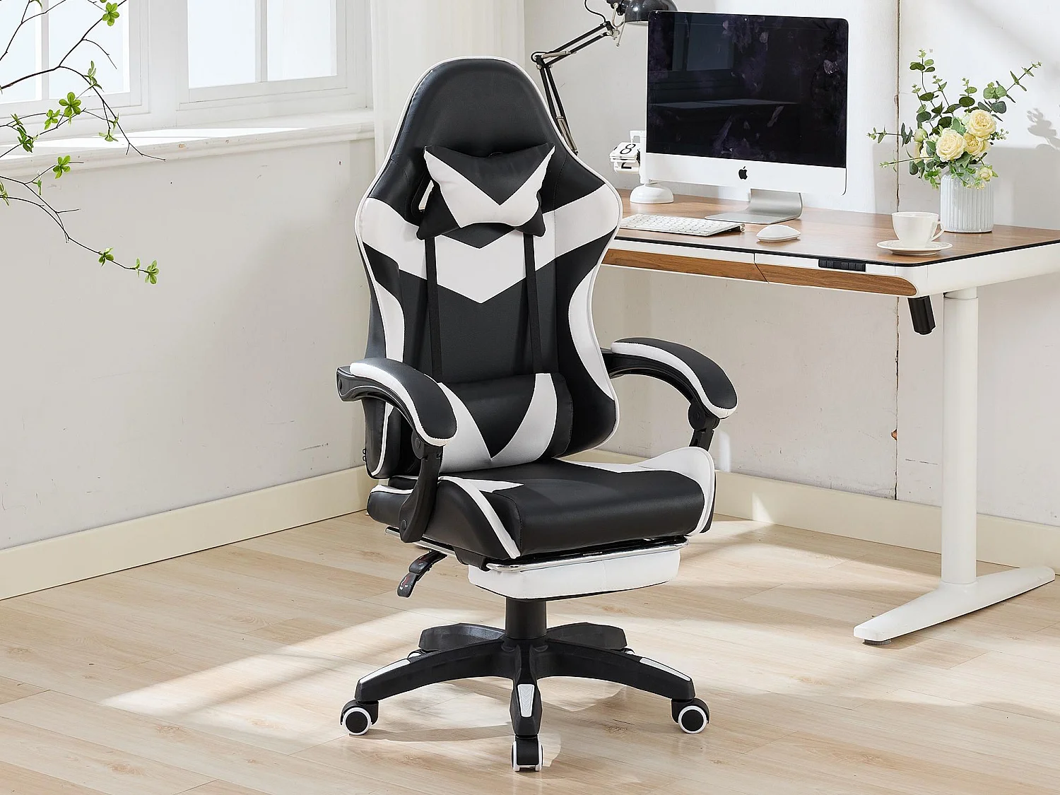 Gamingstoel met Verstelbare Lendenmassage & Rennsport-Design – Ergonomisch Comfort voor Kantoor en Gaming