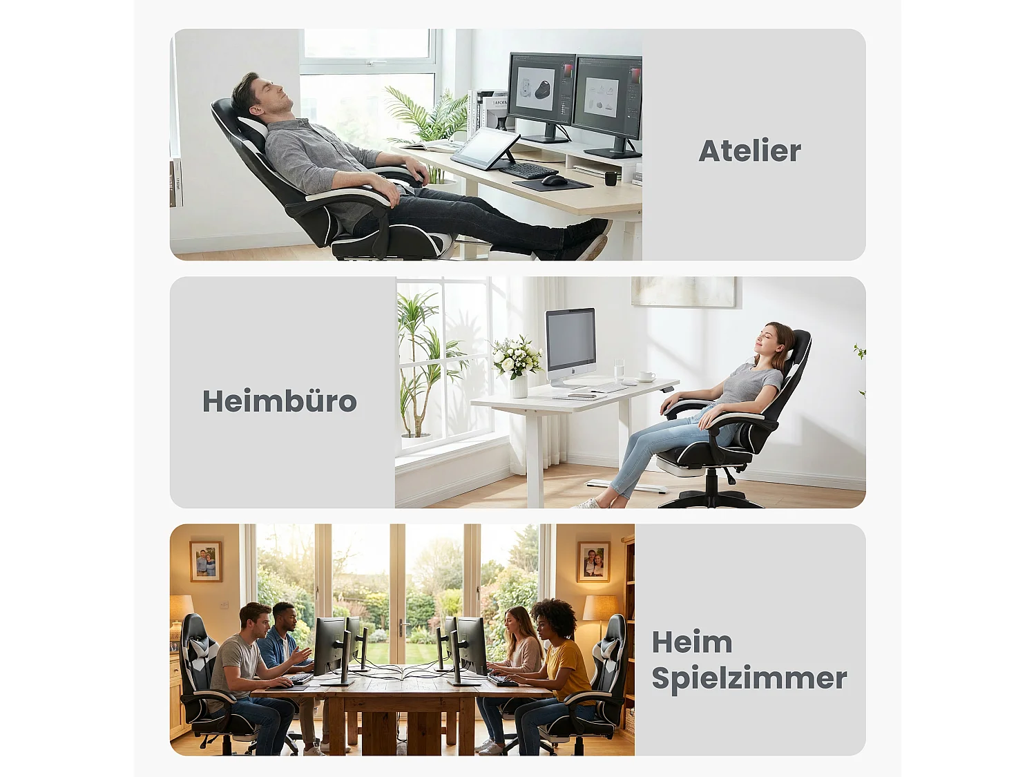 Gamingstoel met Verstelbare Lendenmassage & Rennsport-Design – Ergonomisch Comfort voor Kantoor en Gaming