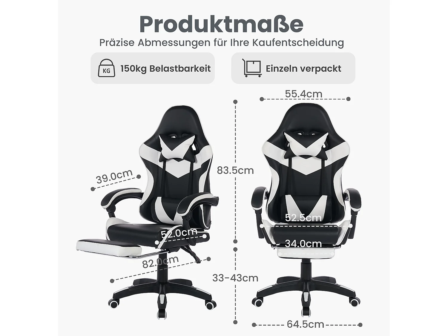 Gamingstoel met Verstelbare Lendenmassage & Rennsport-Design – Ergonomisch Comfort voor Kantoor en Gaming