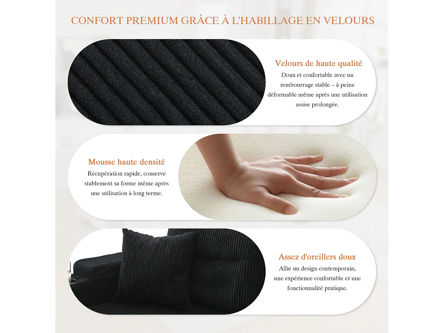 Canapé d’angle convertible fixe 3 places - Convertible en lit double - Chaise longue avec coffre - Accoudoirs rangement et USB-C - Idéal pour petits espaces