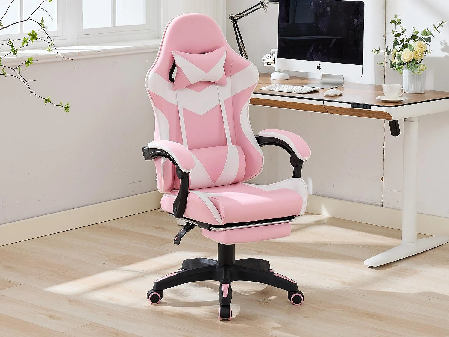 Chaise Gaming avec Massage Lombaire Réglable & Design Rennsport - Confort Ergonomique pour Bureau et Jeu