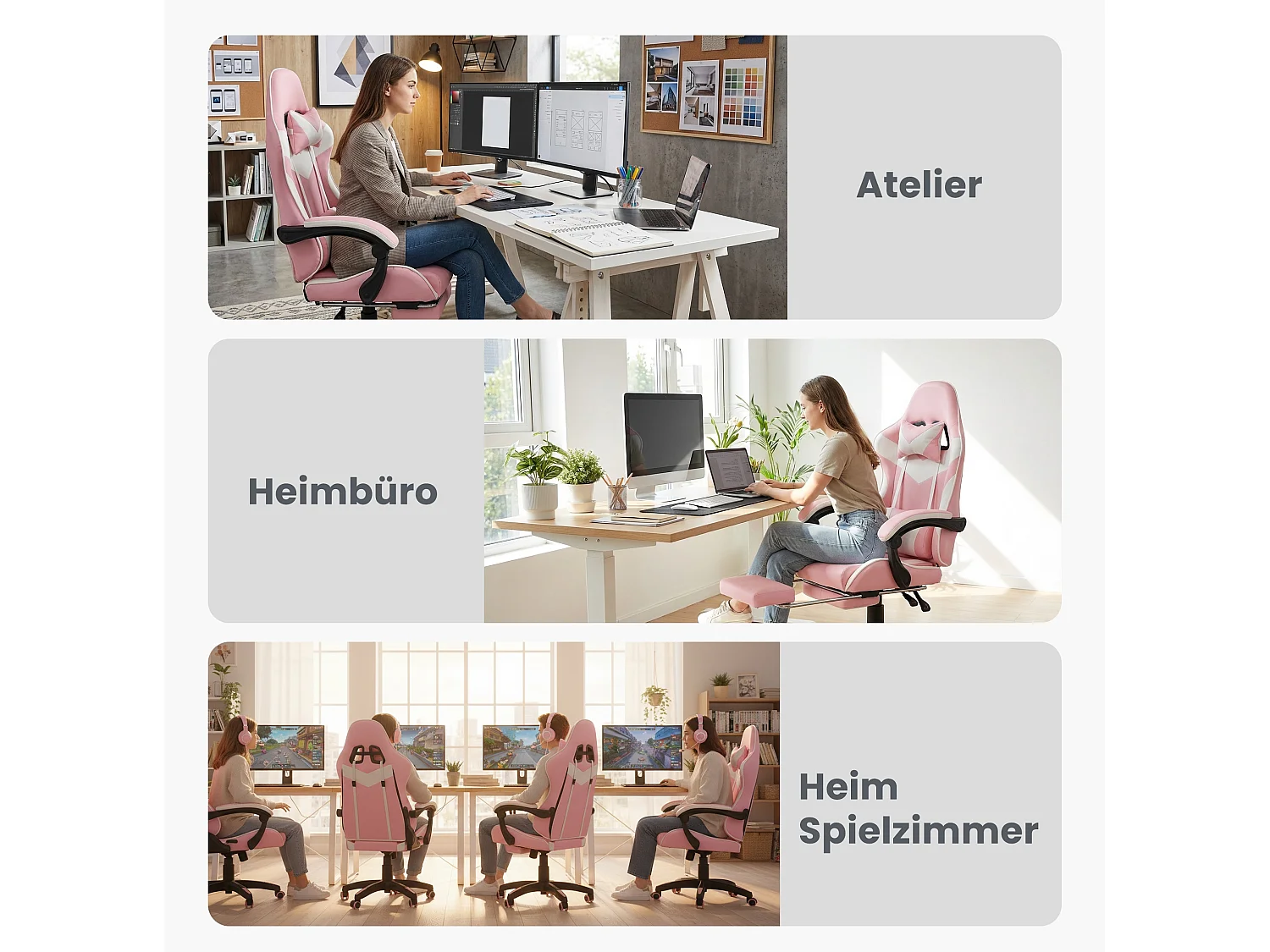 Chaise Gaming avec Massage Lombaire Réglable & Design Rennsport - Confort Ergonomique pour Bureau et Jeu