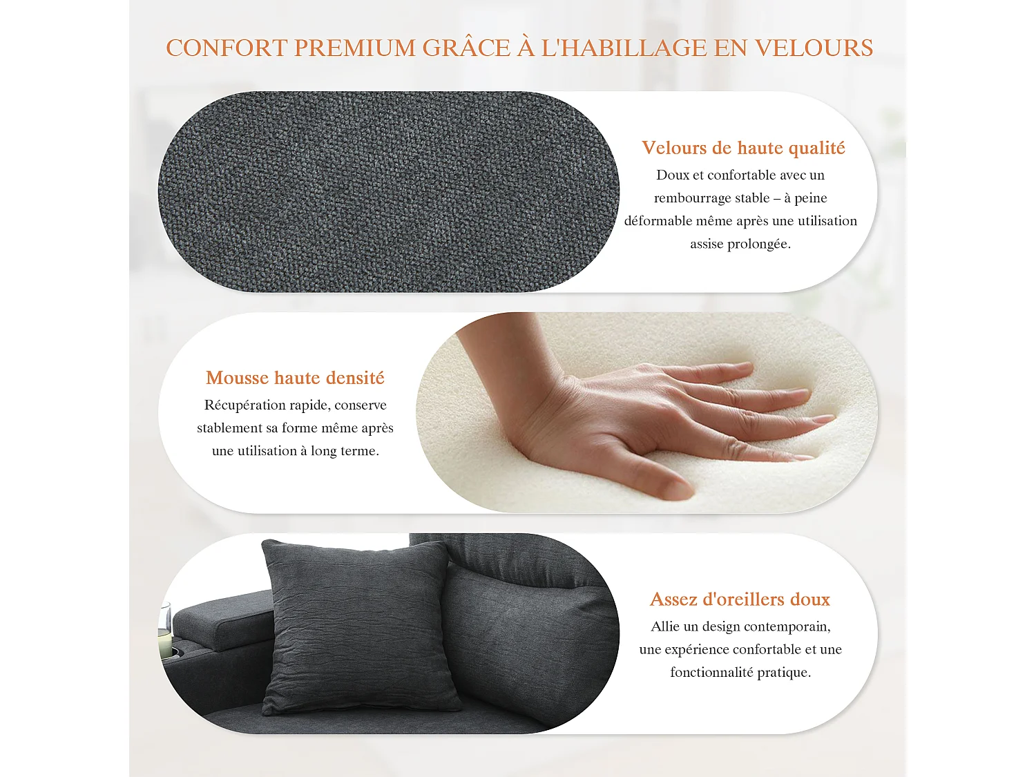 Canapé d’angle convertible fixe 3 places - Convertible en lit double - Chaise longue avec coffre - Accoudoirs rangement et USB-C - Idéal pour petits espaces