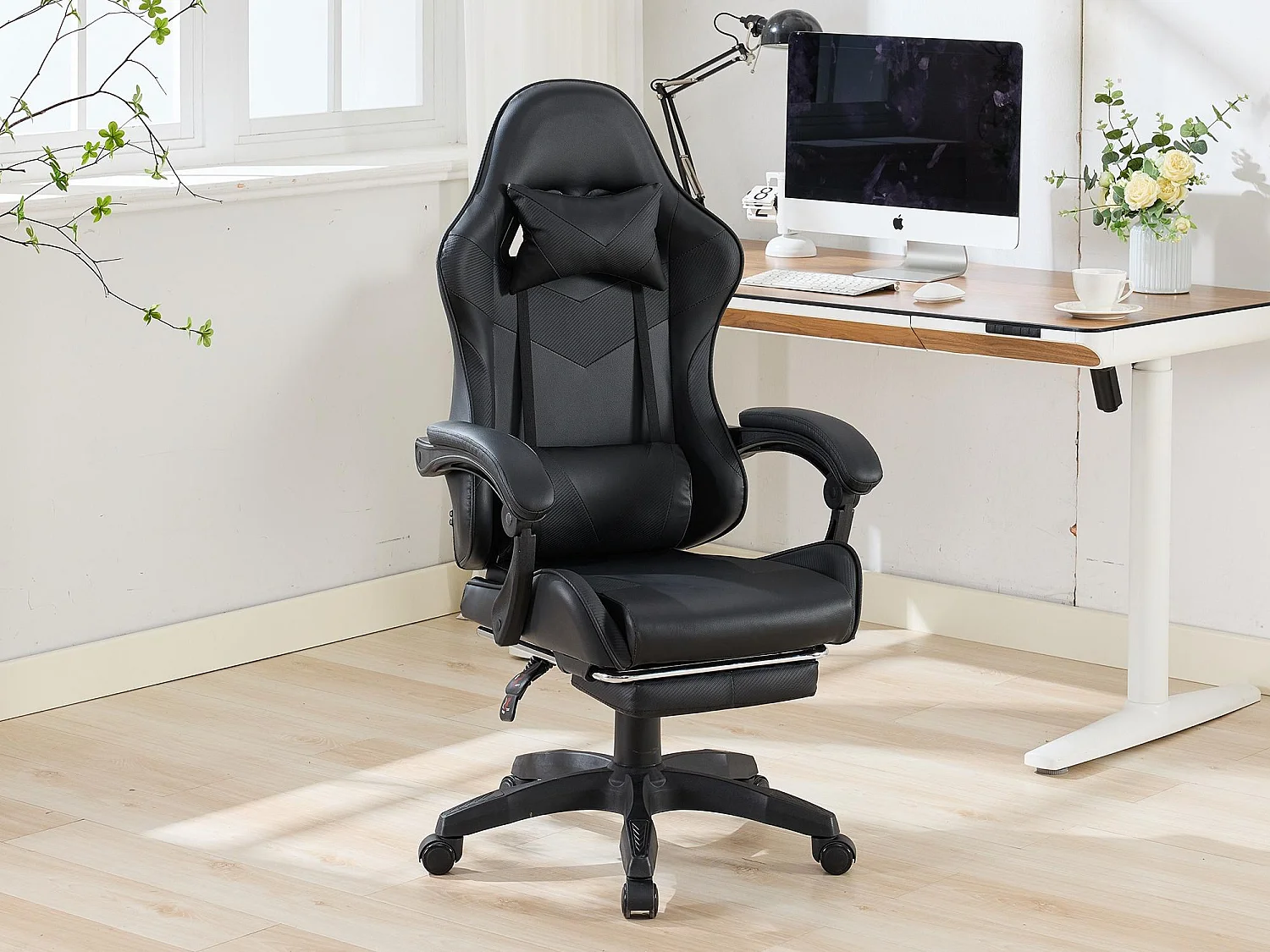 Chaise Gaming avec Massage Lombaire Réglable & Design Rennsport - Confort Ergonomique pour Bureau et Jeu
