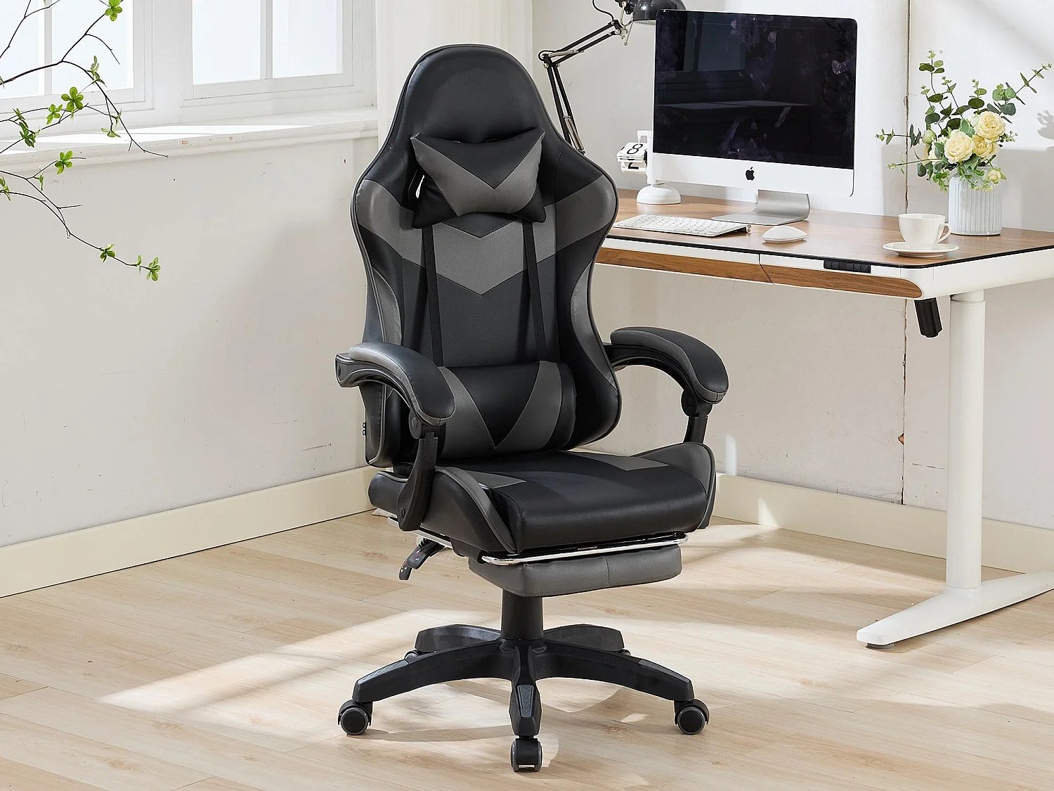 Chaise Gaming avec Massage Lombaire Réglable & Design Rennsport - Confort Ergonomique pour Bureau et Jeu