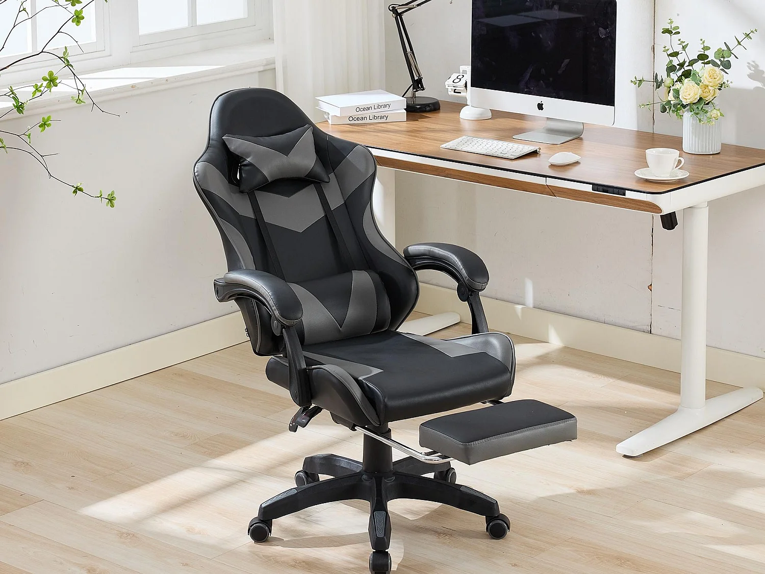 Chaise Gaming avec Massage Lombaire Réglable & Design Rennsport - Confort Ergonomique pour Bureau et Jeu