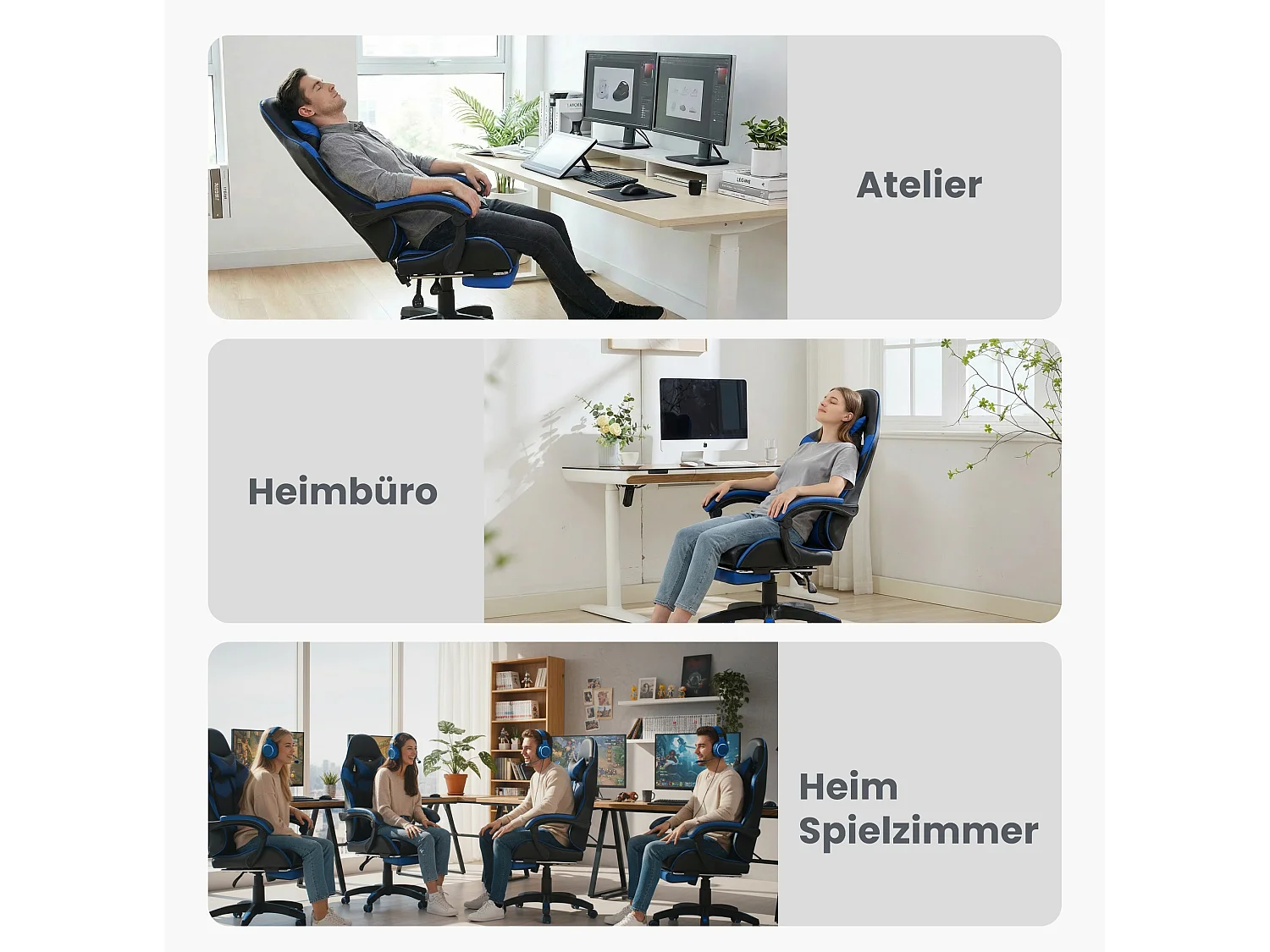 Chaise Gaming avec Massage Lombaire Réglable & Design Rennsport - Confort Ergonomique pour Bureau et Jeu