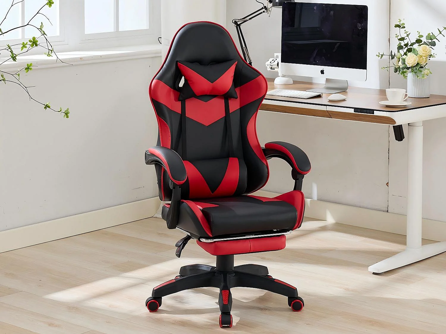 Chaise Gaming avec Massage Lombaire Réglable & Design Rennsport - Confort Ergonomique pour Bureau et Jeu