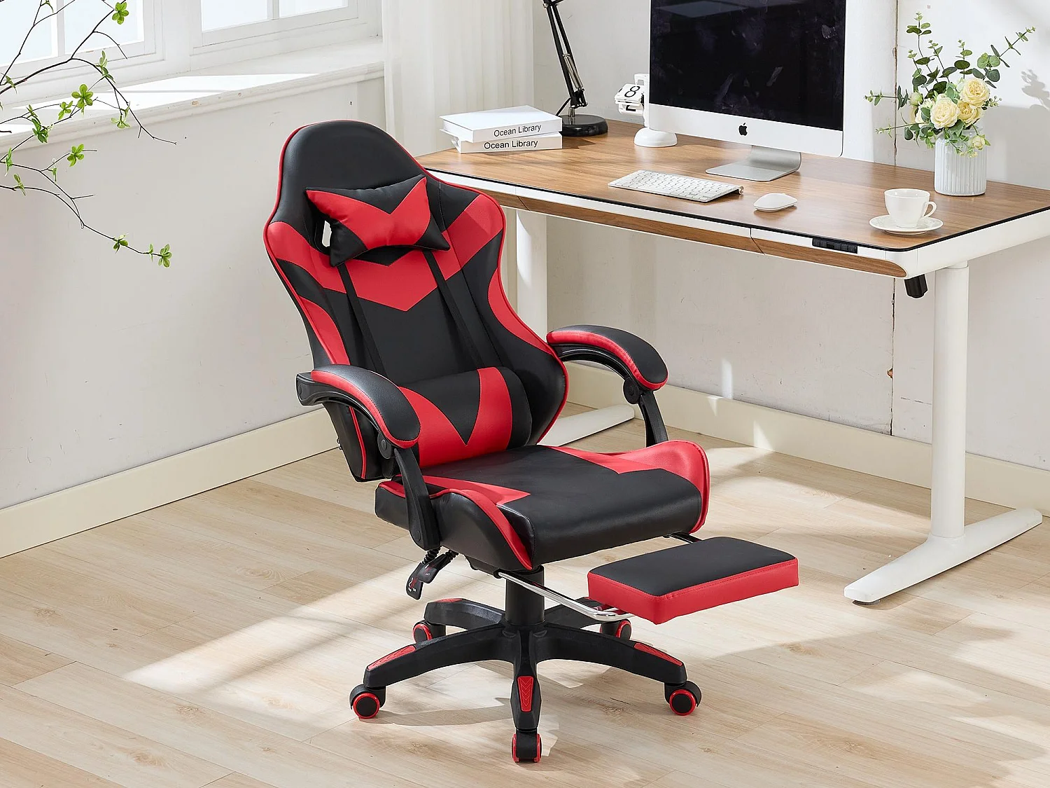 Chaise Gaming avec Massage Lombaire Réglable & Design Rennsport - Confort Ergonomique pour Bureau et Jeu