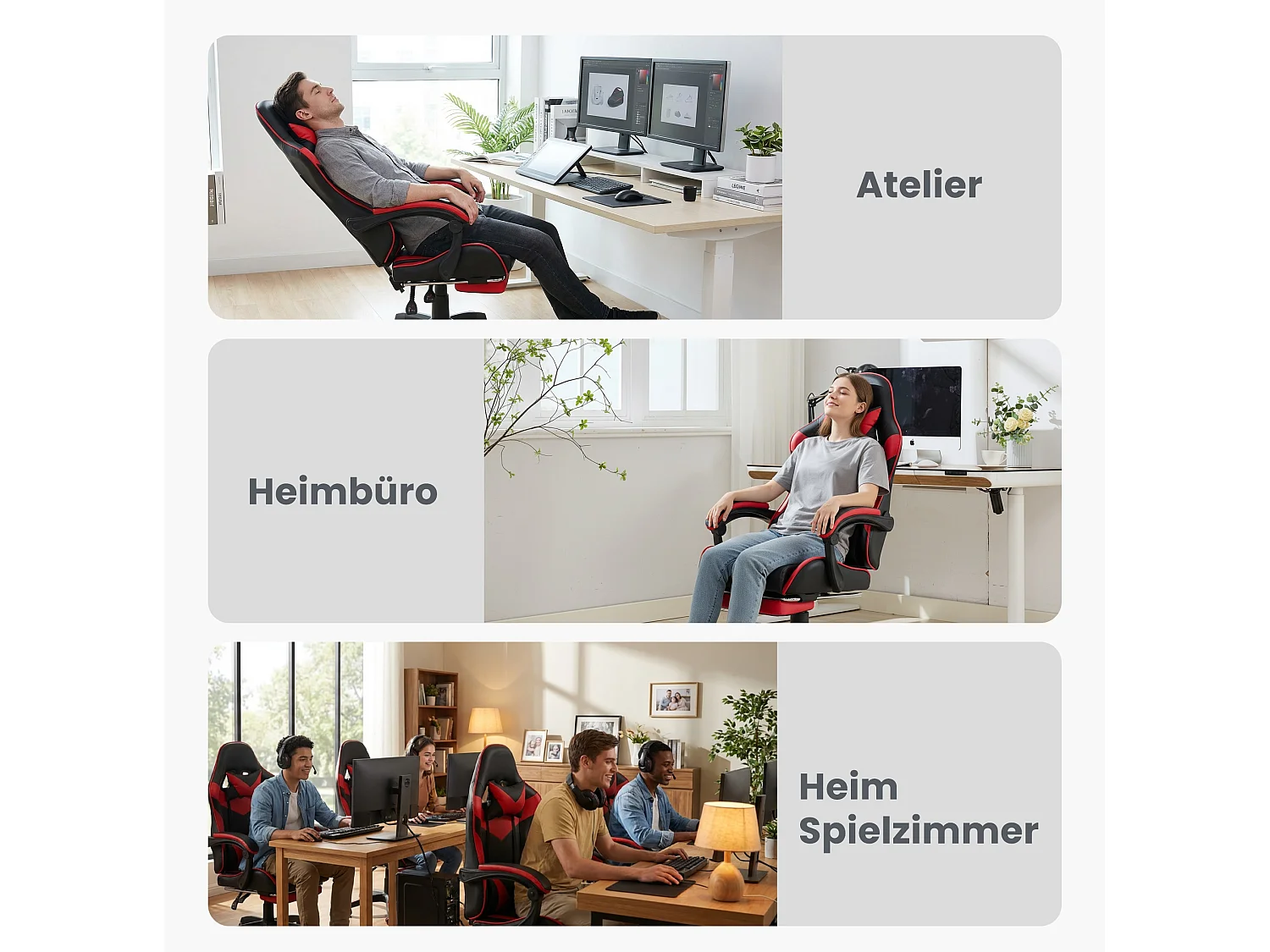 Gamingstoel met Verstelbare Lendenmassage & Rennsport-Design – Ergonomisch Comfort voor Kantoor en Gaming