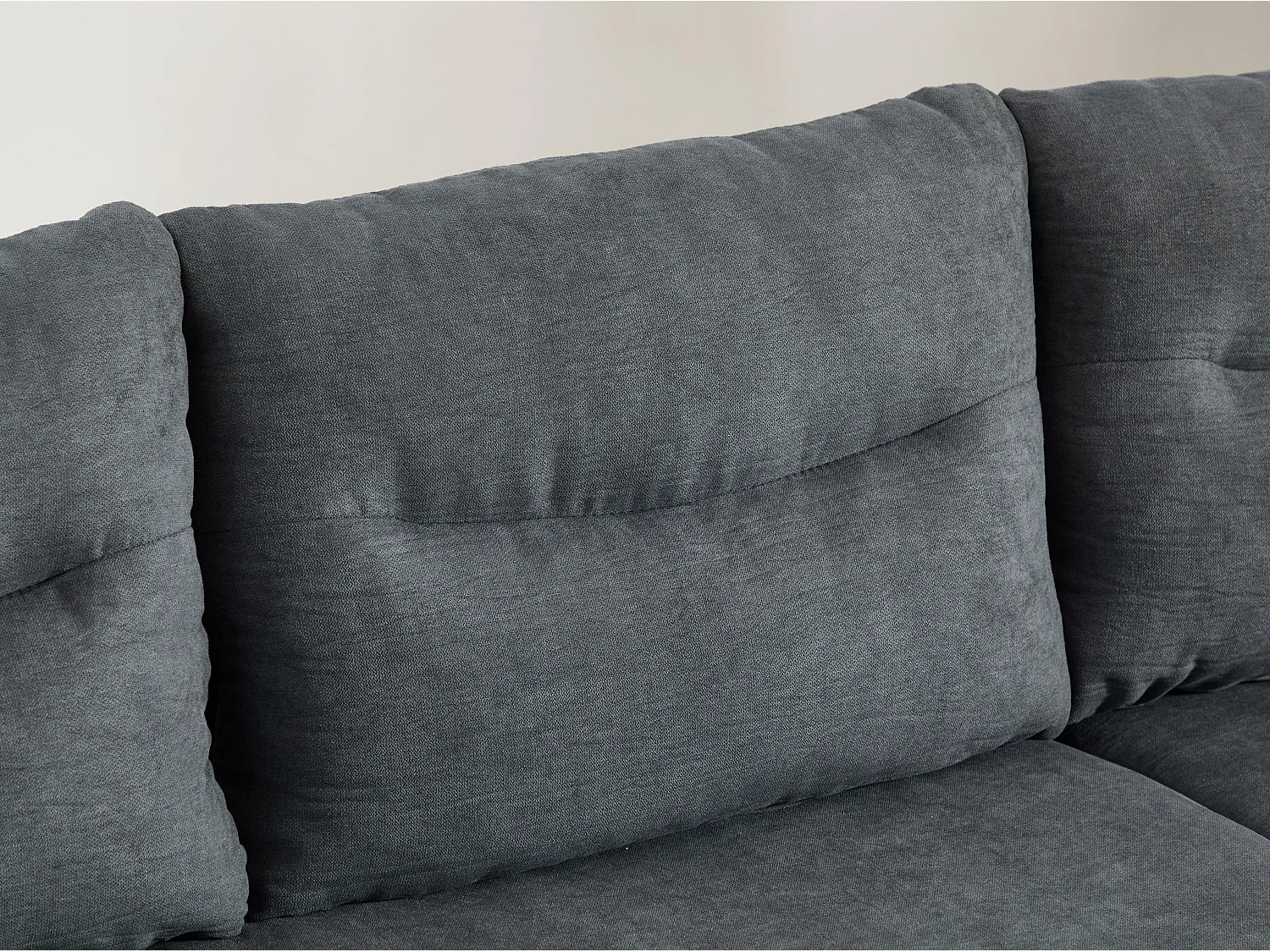 Canapé d’angle convertible fixe 3 places en Lin - Convertible en lit double - Chaise longue avec coffre - Accoudoirs rangement et USB-C - Idéal pour petits espaces