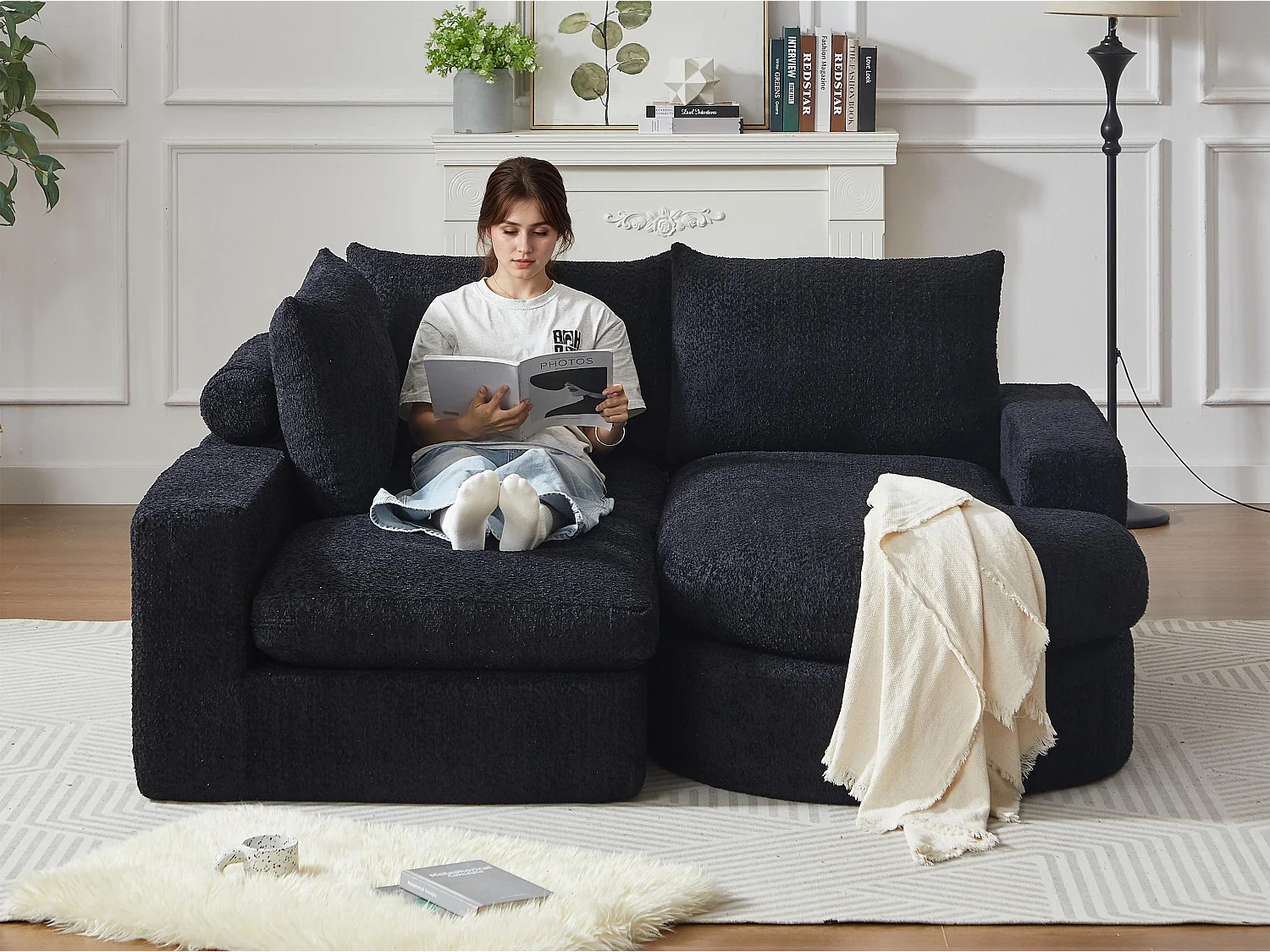 Kaleido Pro - Canapé d'Angle Modulable 251x160x81 cm - Méridienne Réversible en Tissu Chenille – Confort Douillet – Idéal pour votre Salon