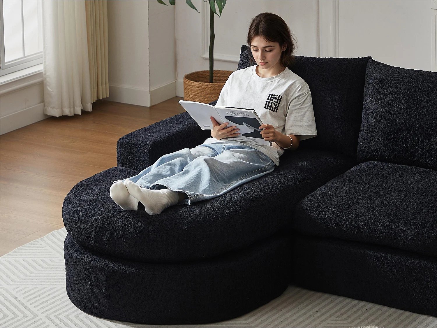 Kaleido Pro - Canapé d'Angle Modulable 251x160x81 cm - Méridienne Réversible en Tissu Chenille – Confort Douillet – Idéal pour votre Salon