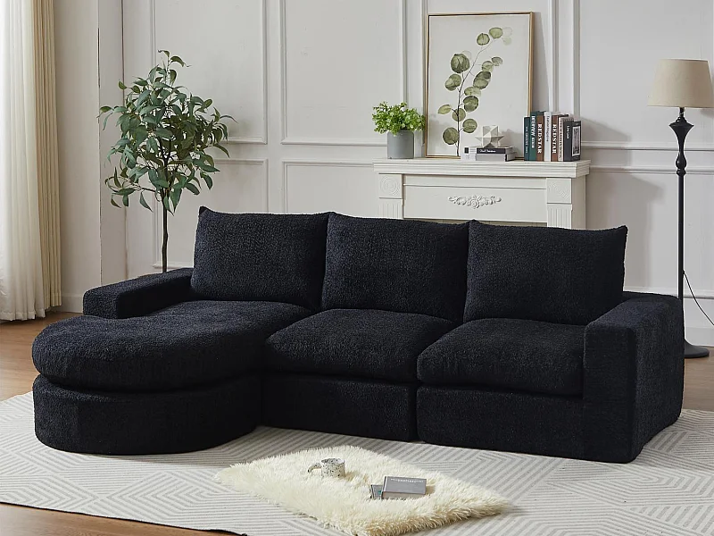 Kaleido Pro - Canapé d'Angle Modulable 251x160x81 cm - Méridienne Réversible en Tissu Chenille – Confort Douillet – Idéal pour votre Salon