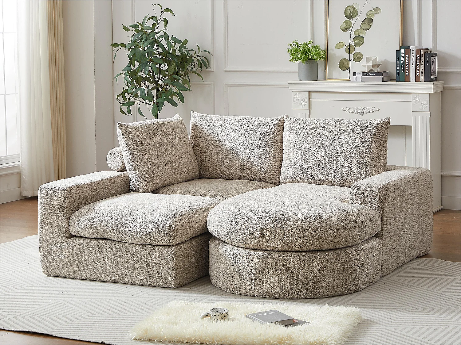 Kaleido Pro - Canapé d'Angle Modulable 251x160x81 cm - Méridienne Réversible en Tissu Chenille – Confort Douillet – Idéal pour votre Salon