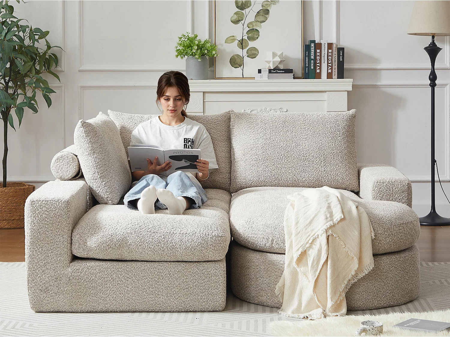 Kaleido Pro - Canapé d'Angle Modulable 251x160x81 cm - Méridienne Réversible en Tissu Chenille – Confort Douillet – Idéal pour votre Salon