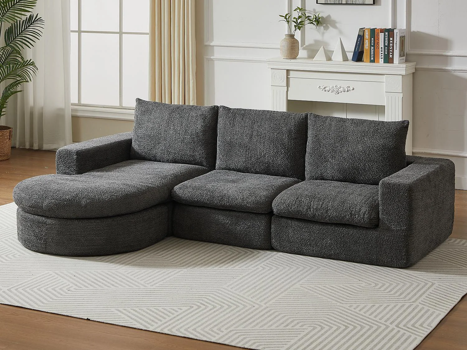 Kaleido Pro - Canapé d'Angle Modulable 251x160x81 cm - Méridienne Réversible en Tissu Chenille – Confort Douillet – Idéal pour votre Salon