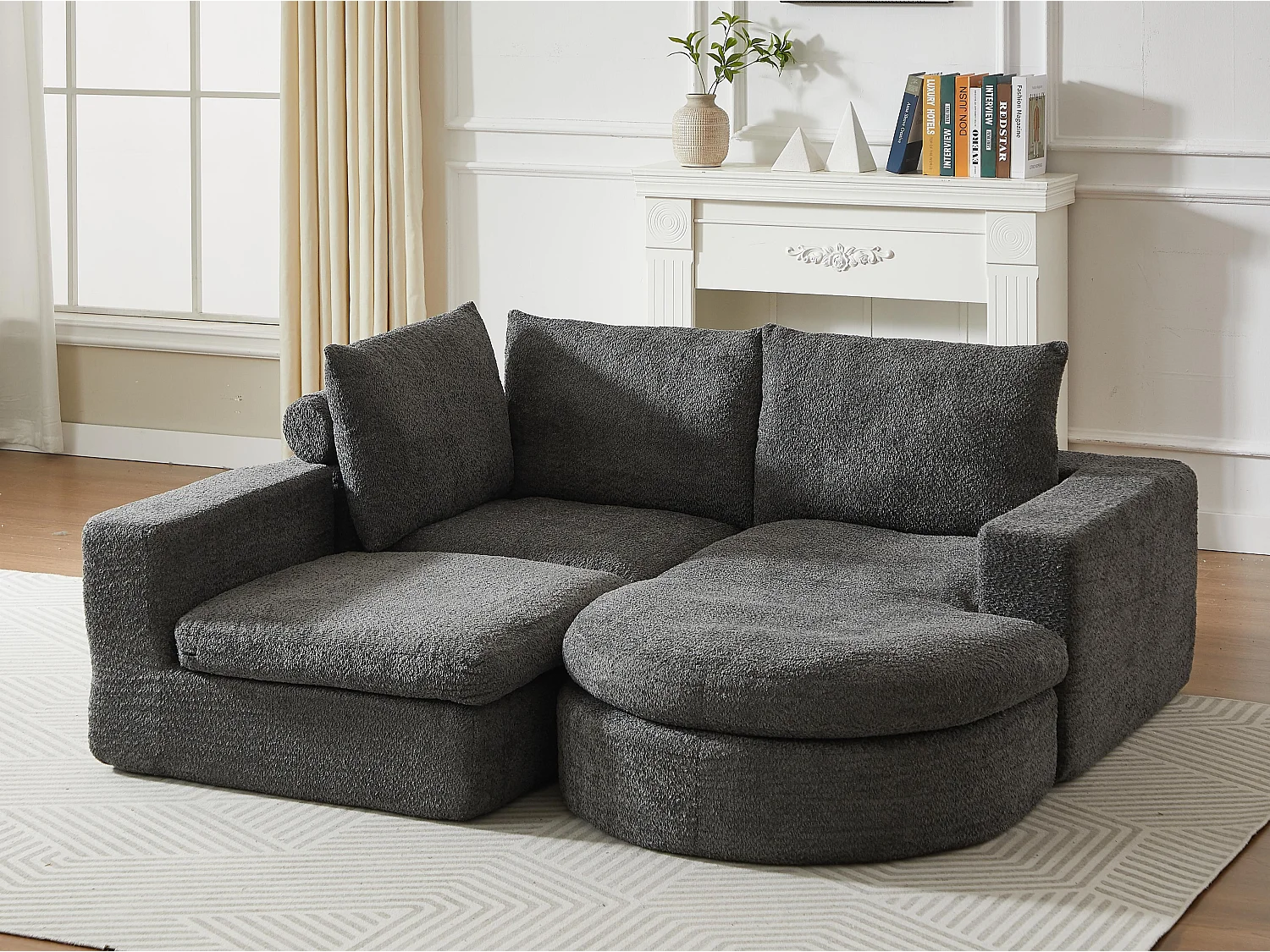 Kaleido Pro - Canapé d'Angle Modulable 251x160x81 cm - Méridienne Réversible en Tissu Chenille – Confort Douillet – Idéal pour votre Salon