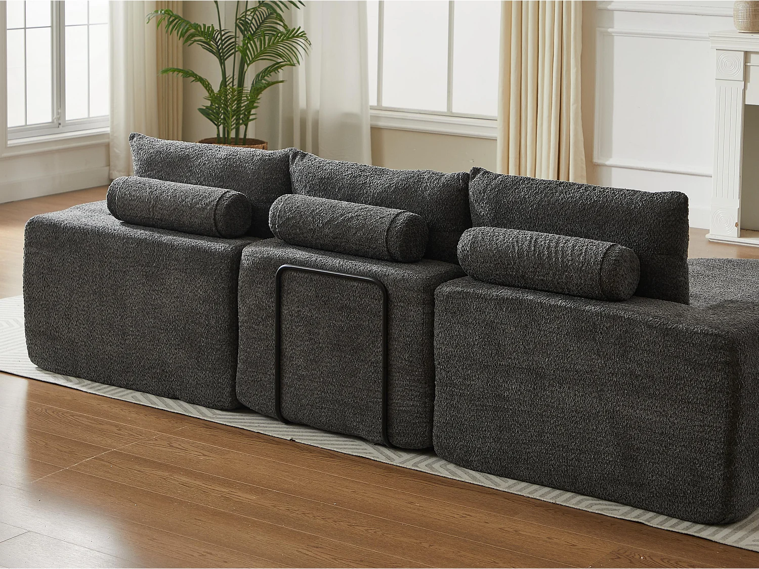 Kaleido Pro – Lot de 2 Canapés d’Angle Modulables Connectables – 6 Places – 251x160x81 cm – Méridienne Réversible – Tissu Chenille – Confort Douillet