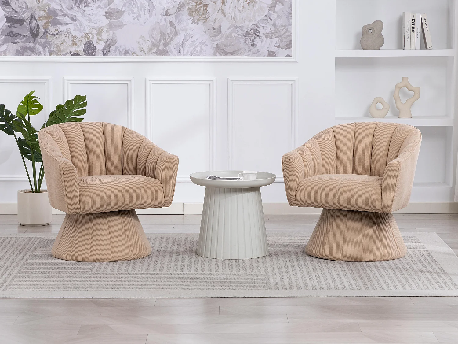 Fauteuil pivotant 360° en velours côtelé - Dossier coque ergonomique - Confort haute densité - Charge max 150 kg - Pour bureau, salon et gaming