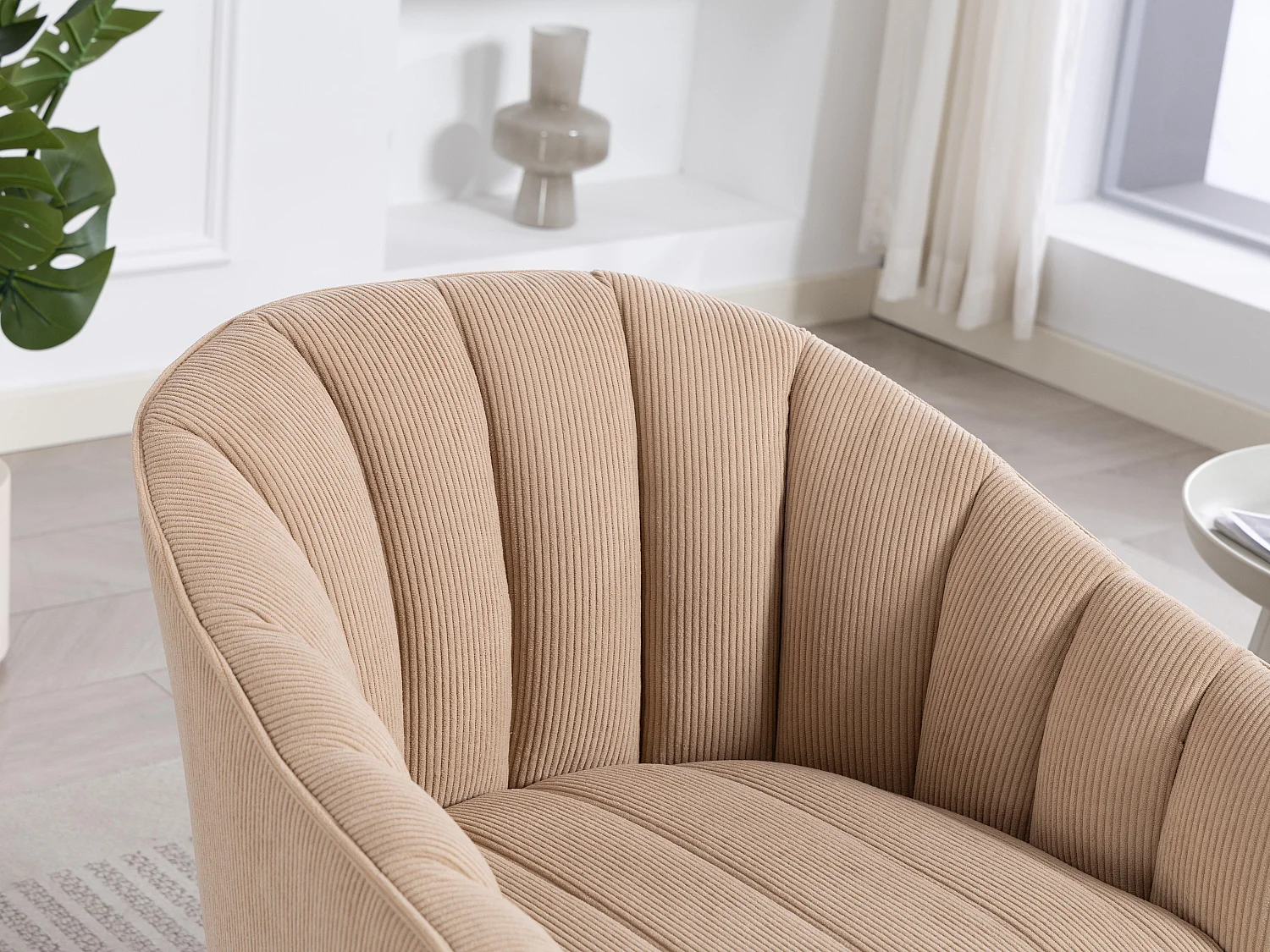 Fauteuil pivotant 360° en velours côtelé - Dossier coque ergonomique - Confort haute densité - Charge max 150 kg - Pour bureau, salon et gaming