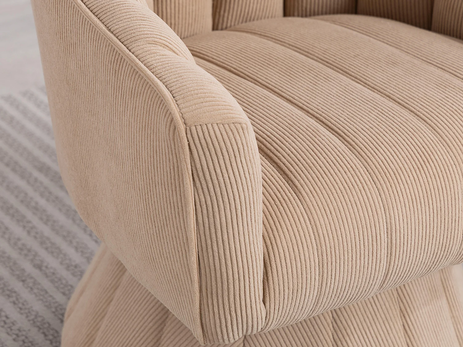 Fauteuil pivotant 360° en velours côtelé - Dossier coque ergonomique - Confort haute densité - Charge max 150 kg - Pour bureau, salon et gaming