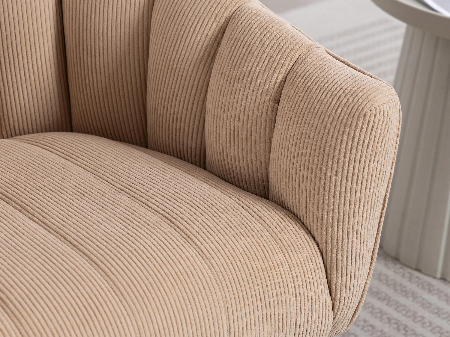 Fauteuil pivotant 360° en velours côtelé - Dossier coque ergonomique - Confort haute densité - Charge max 150 kg - Pour bureau, salon et gaming