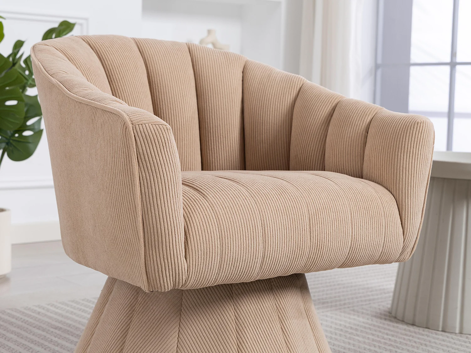 Fauteuil pivotant 360° en velours côtelé - Dossier coque ergonomique - Confort haute densité - Charge max 150 kg - Pour bureau, salon et gaming