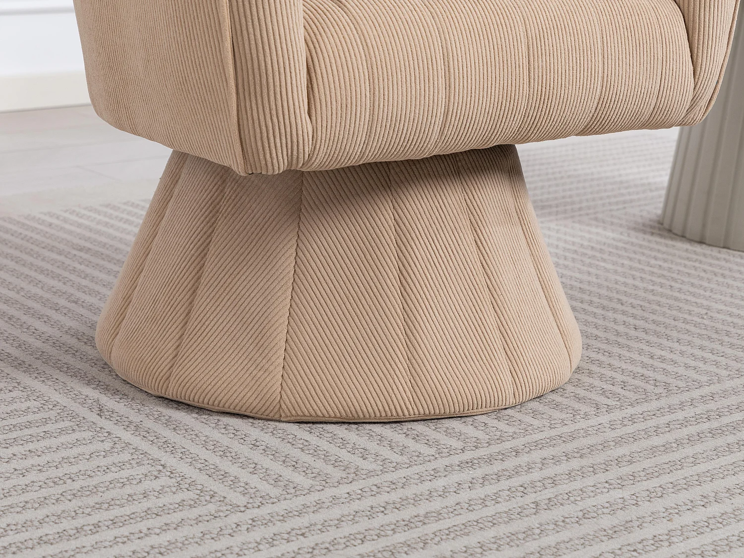 Fauteuil pivotant 360° en velours côtelé - Dossier coque ergonomique - Confort haute densité - Charge max 150 kg - Pour bureau, salon et gaming