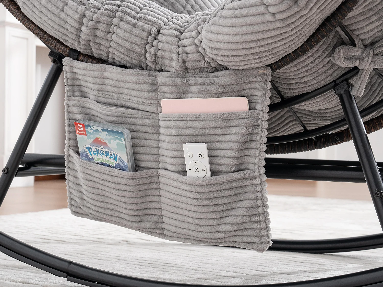 Cocon Pro - Rockingchair avec Repose-Pieds Rétractable - Siège Large et Coussin Offert - 115kg - Pour Jardin, Terrasse, Salon