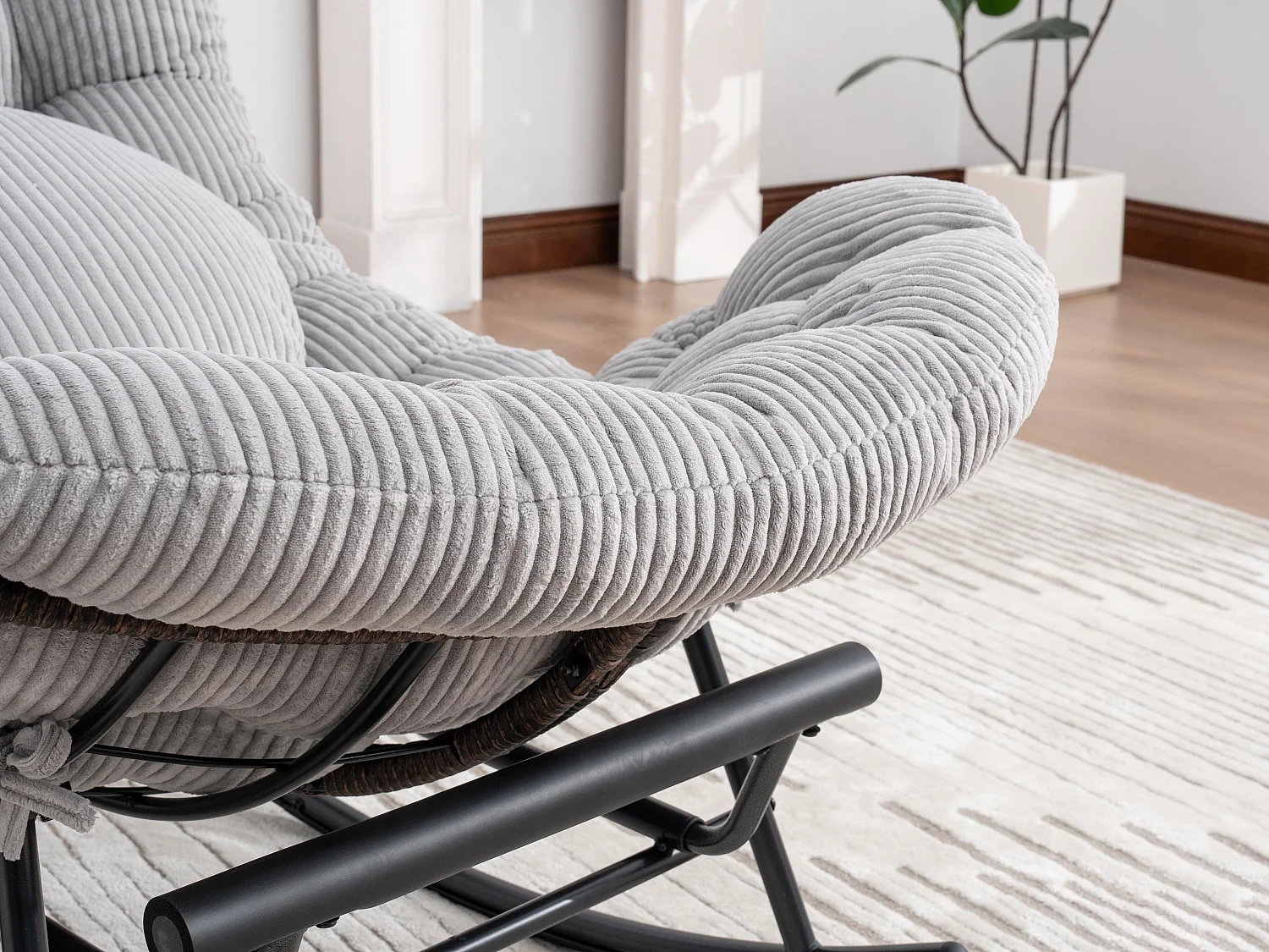 Cocon Pro - Rockingchair avec Repose-Pieds Rétractable - Siège Large et Coussin Offert - 115kg - Pour Jardin, Terrasse, Salon