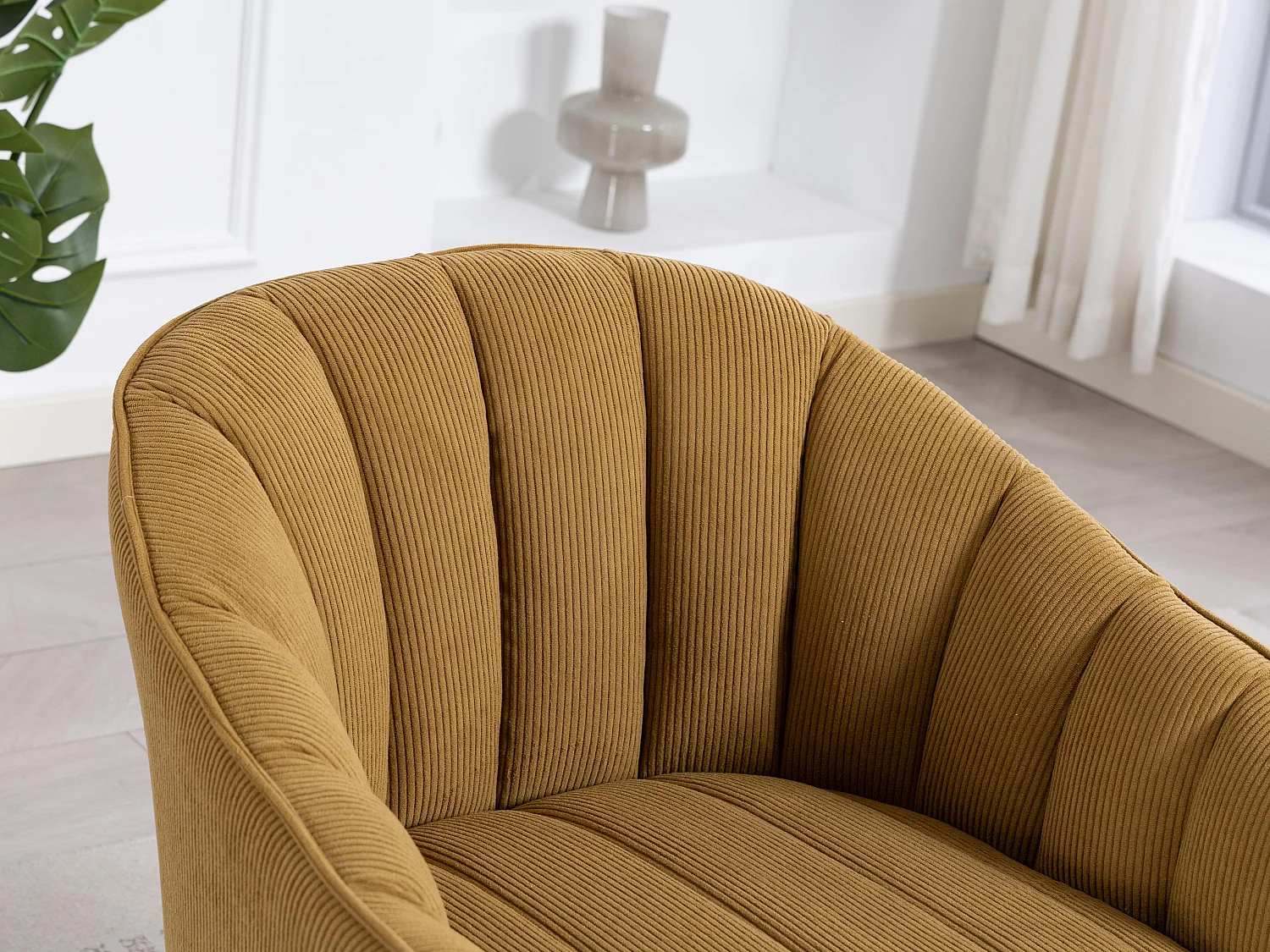 Fauteuil pivotant 360° en velours côtelé - Dossier coque ergonomique - Confort haute densité - Charge max 150 kg - Pour bureau, salon et gaming