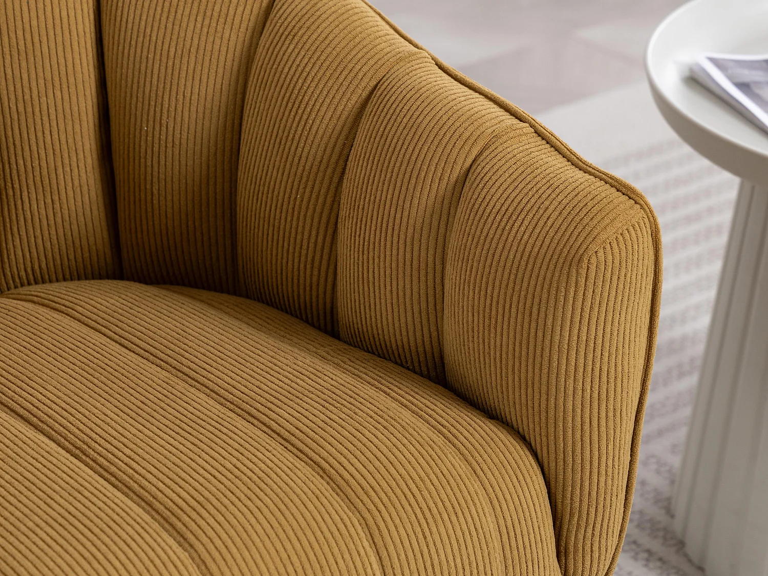 Fauteuil pivotant 360° en velours côtelé - Dossier coque ergonomique - Confort haute densité - Charge max 150 kg - Pour bureau, salon et gaming