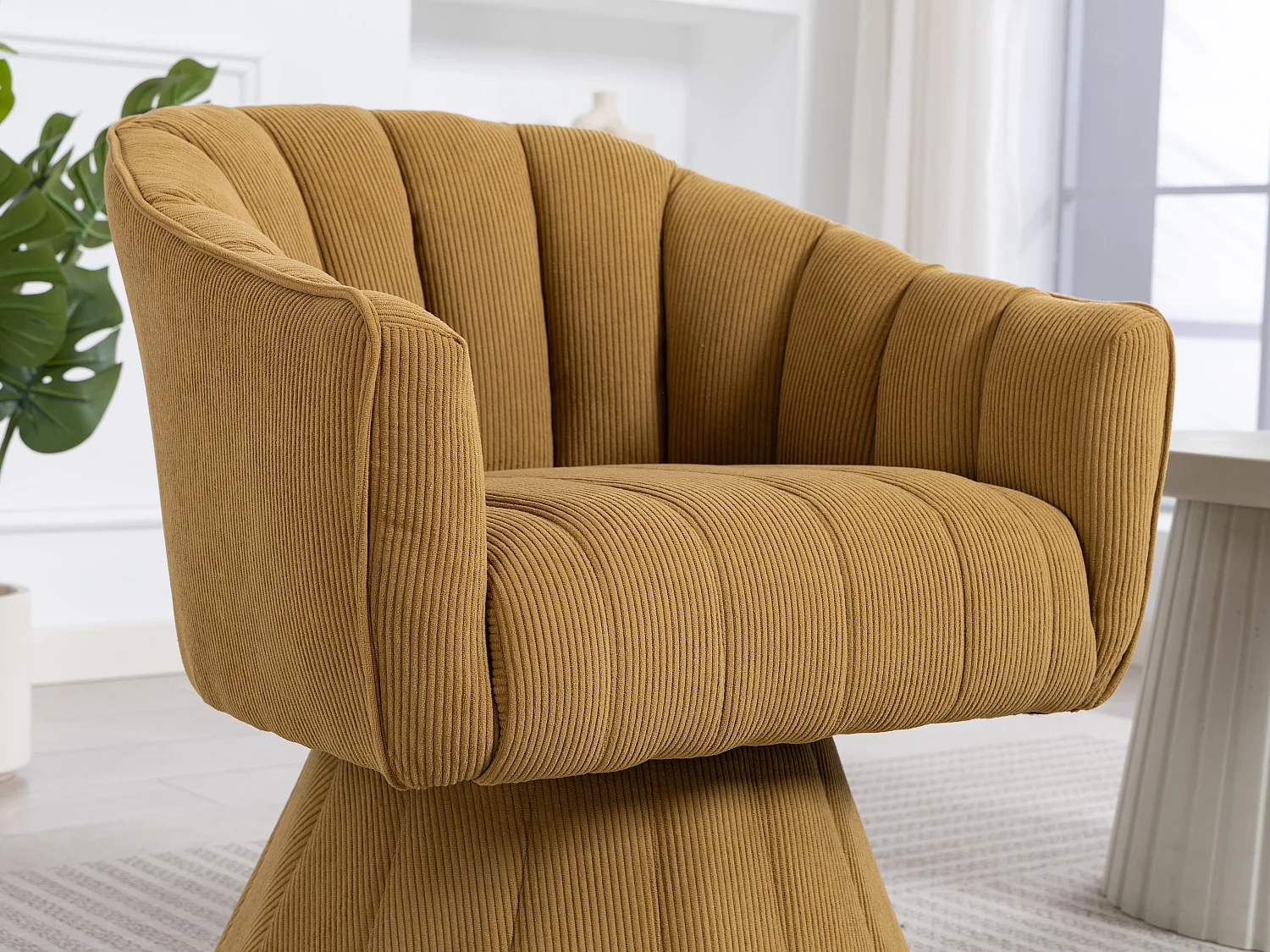 Fauteuil pivotant 360° en velours côtelé - Dossier coque ergonomique - Confort haute densité - Charge max 150 kg - Pour bureau, salon et gaming