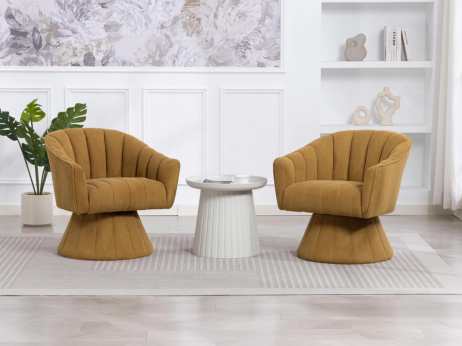 Silla Giratoria 360° en Pana - Respaldo Ergronómico en Forma de Concha - Relleno de Alta Densidad - Carga Máx. 150 kg - Para Oficina, Salón y Gaming
