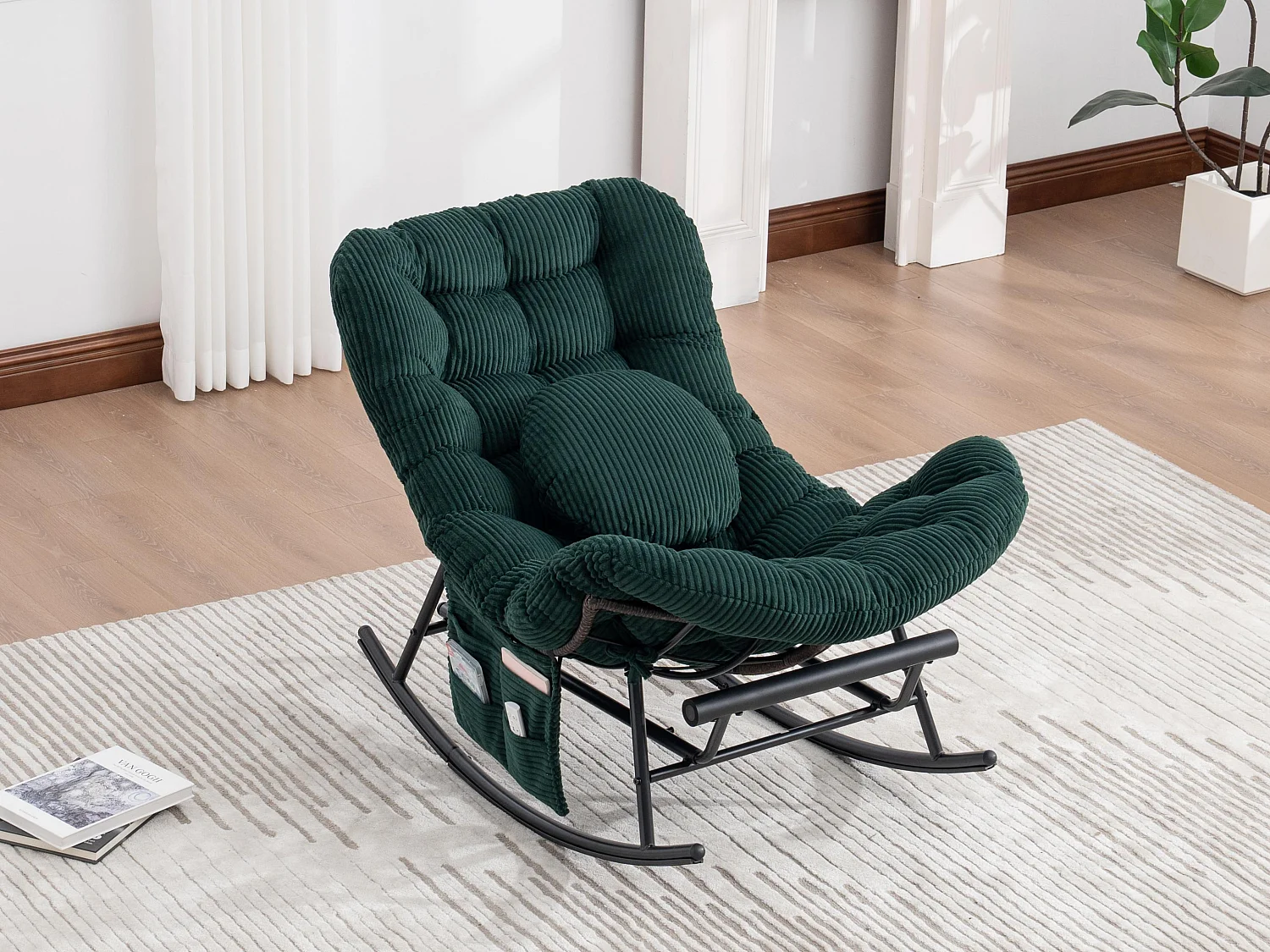 Cocon Pro - Rockingchair avec Repose-Pieds Rétractable - Siège Large et Coussin Offert - 115kg - Pour Jardin, Terrasse, Salon