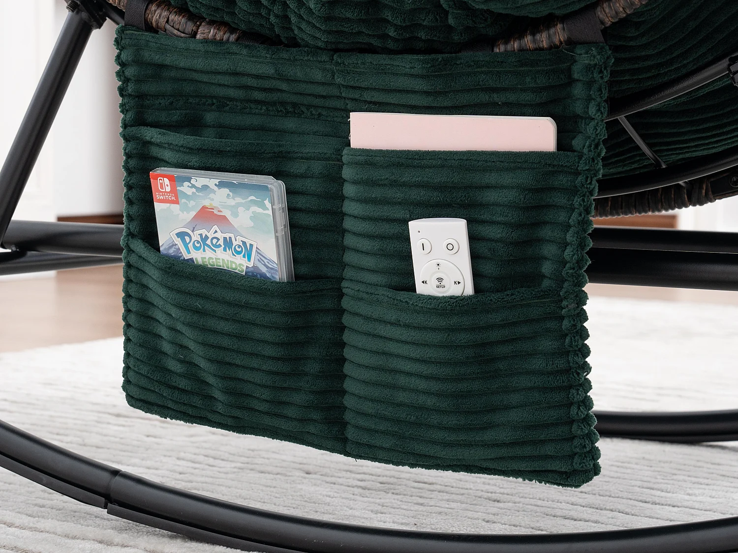 Rockingstoel Cocon Pro met Uitschuifbare Voetensteun - Extra Breed Zitje met Gratis Kussen - 115kg - Voor Tuin, Terras en Woonkamer