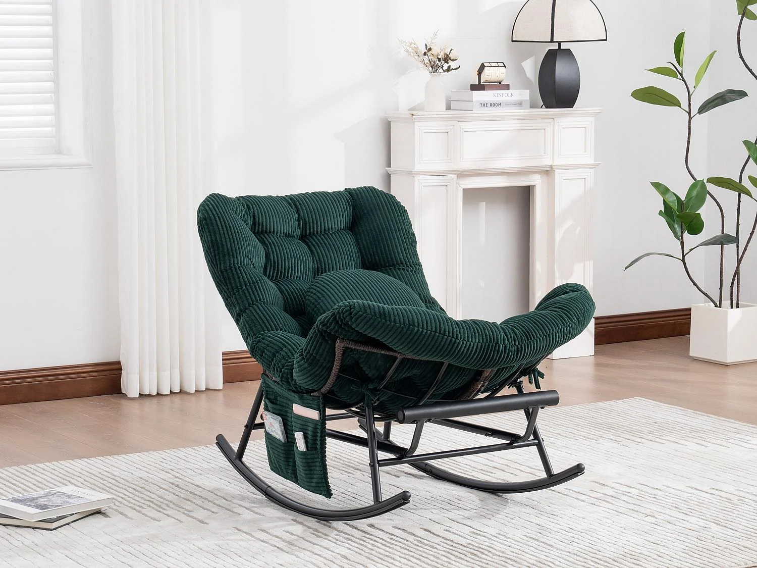 Cocon Pro - Rockingchair avec Repose-Pieds Rétractable - Siège Large et Coussin Offert - 115kg - Pour Jardin, Terrasse, Salon