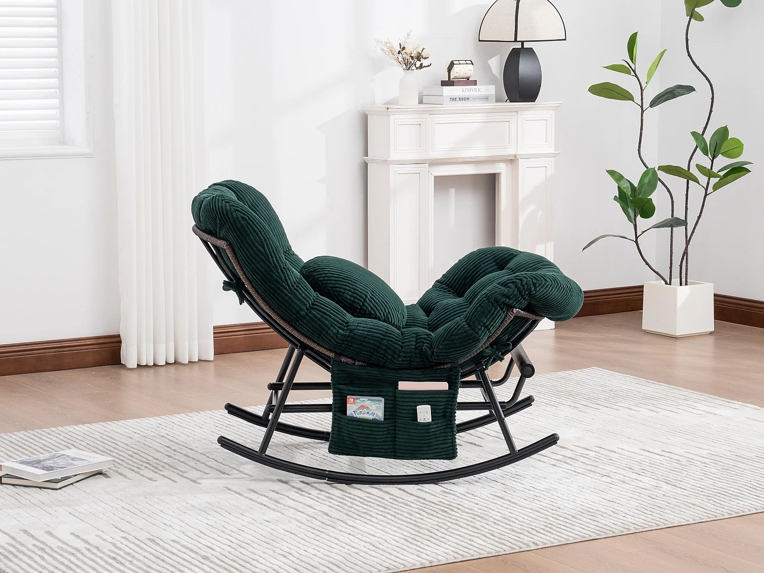 Cocon Pro - Rockingchair avec Repose-Pieds Rétractable - Siège Large et Coussin Offert - 115kg - Pour Jardin, Terrasse, Salon