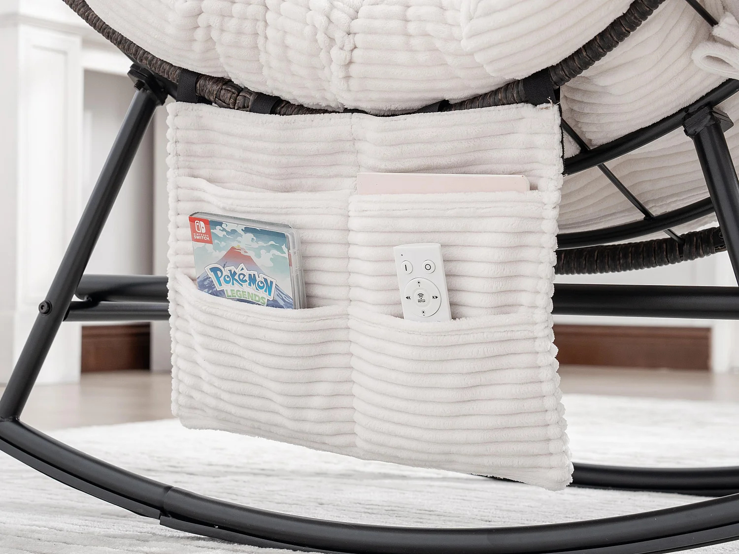 Cocon Pro - Rockingchair avec Repose-Pieds Rétractable - Siège Large et Coussin Offert - 115kg - Pour Jardin, Terrasse, Salon