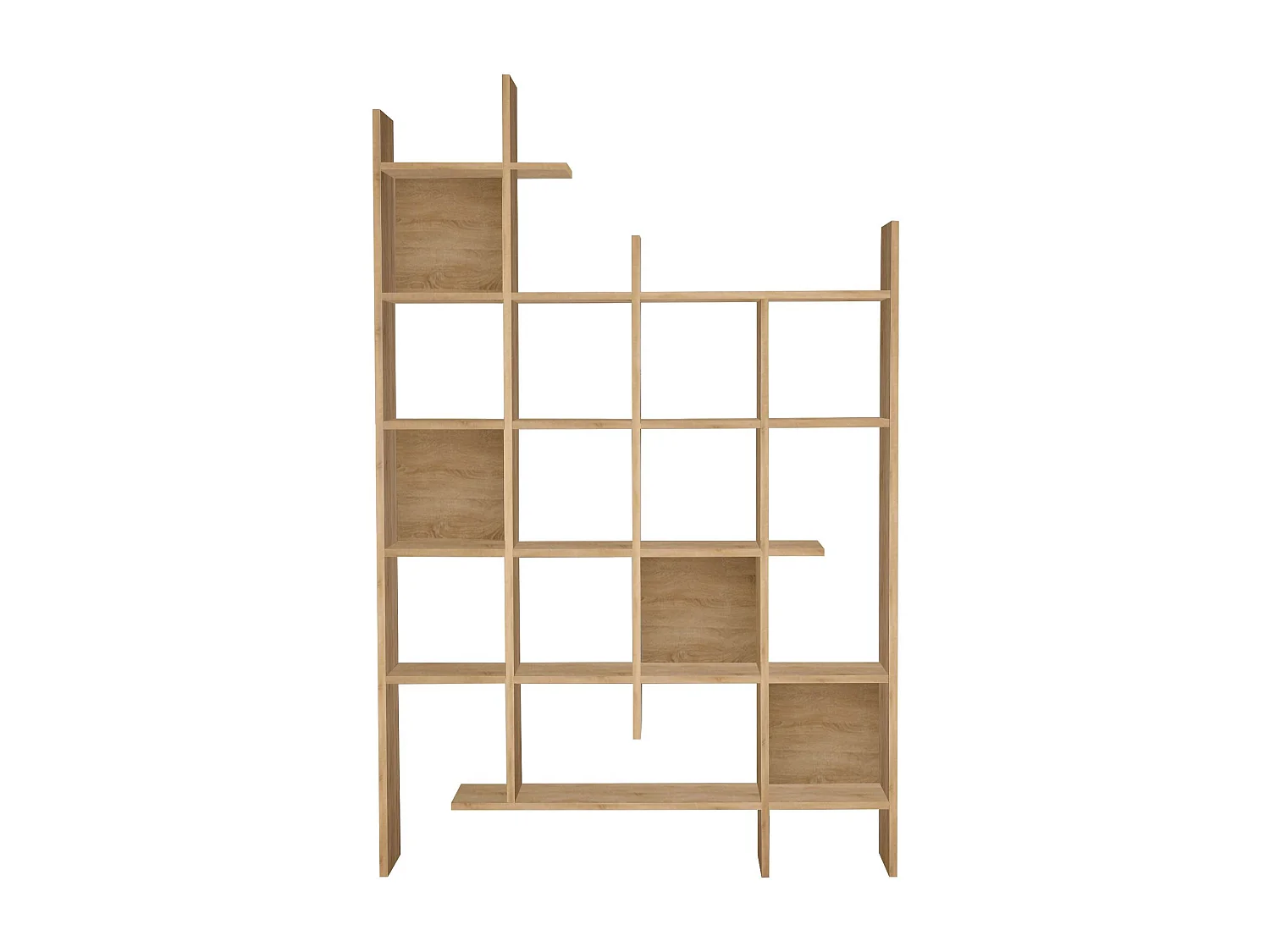 Boekenkast van eikenhout "Manco" 122x25x188 cm, 15 planken, modern en robuust design