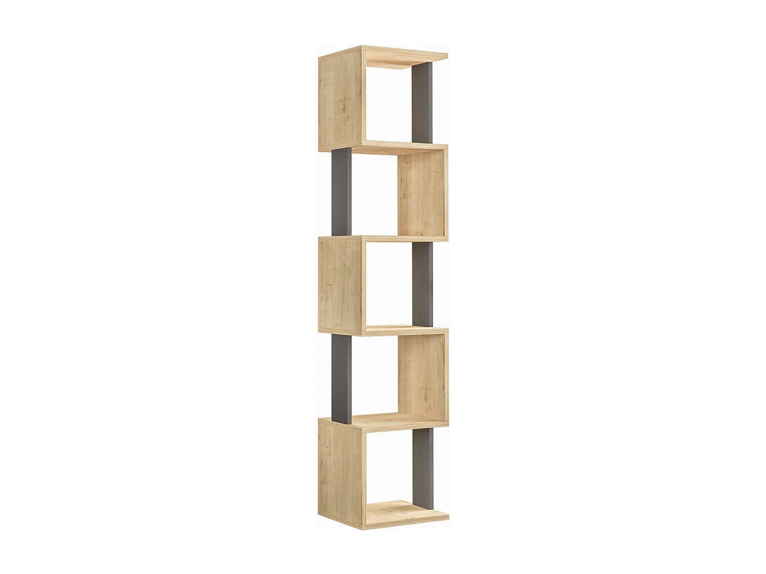 "Piri" Trä Bokhylla - Sonoma Ek Antracit - 5 Hyllor - Modern & Hållbar Design