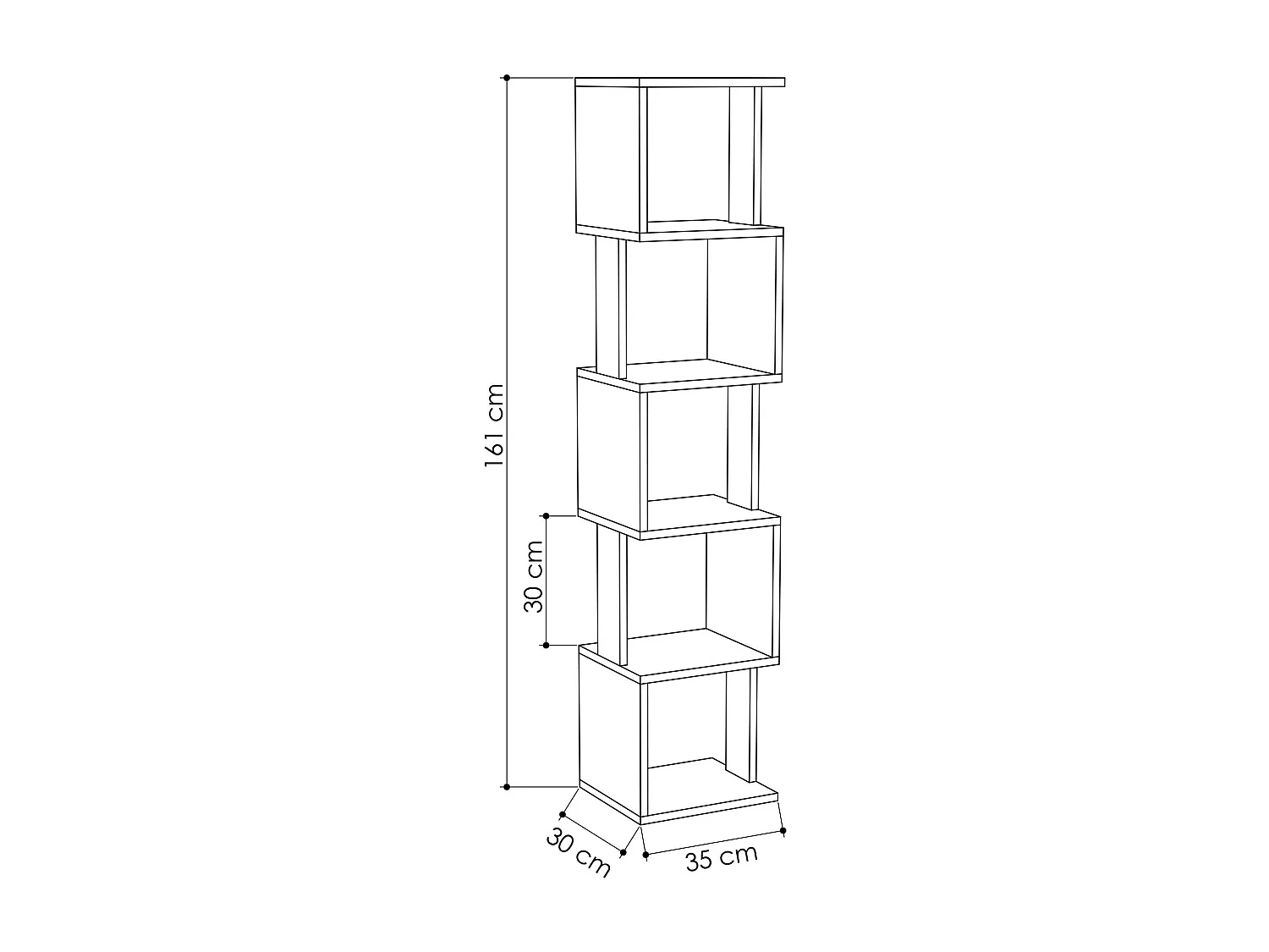 "Piri" Trä Bokhylla - Sonoma Ek Antracit - 5 Hyllor - Modern & Hållbar Design