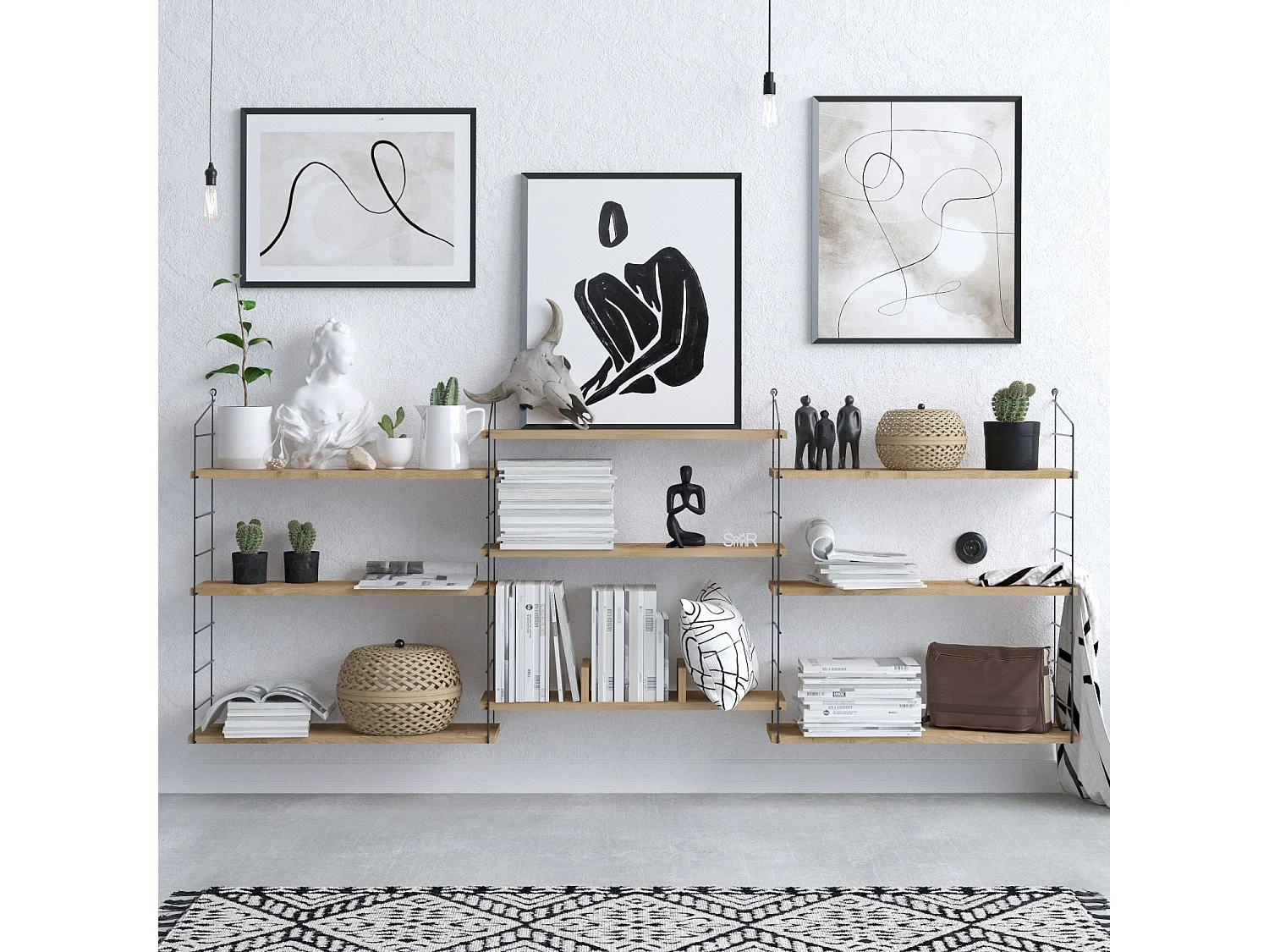 Bibliothèque en bois "Laba" - 85 x 20 x 216 cm - Chêne