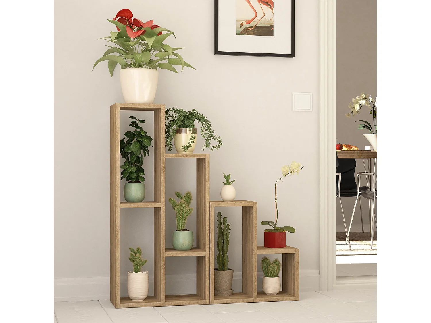 Houten eiken boekenkast "Sule" 3 planken 42x20x89 cm, modern design en melamine afwerking