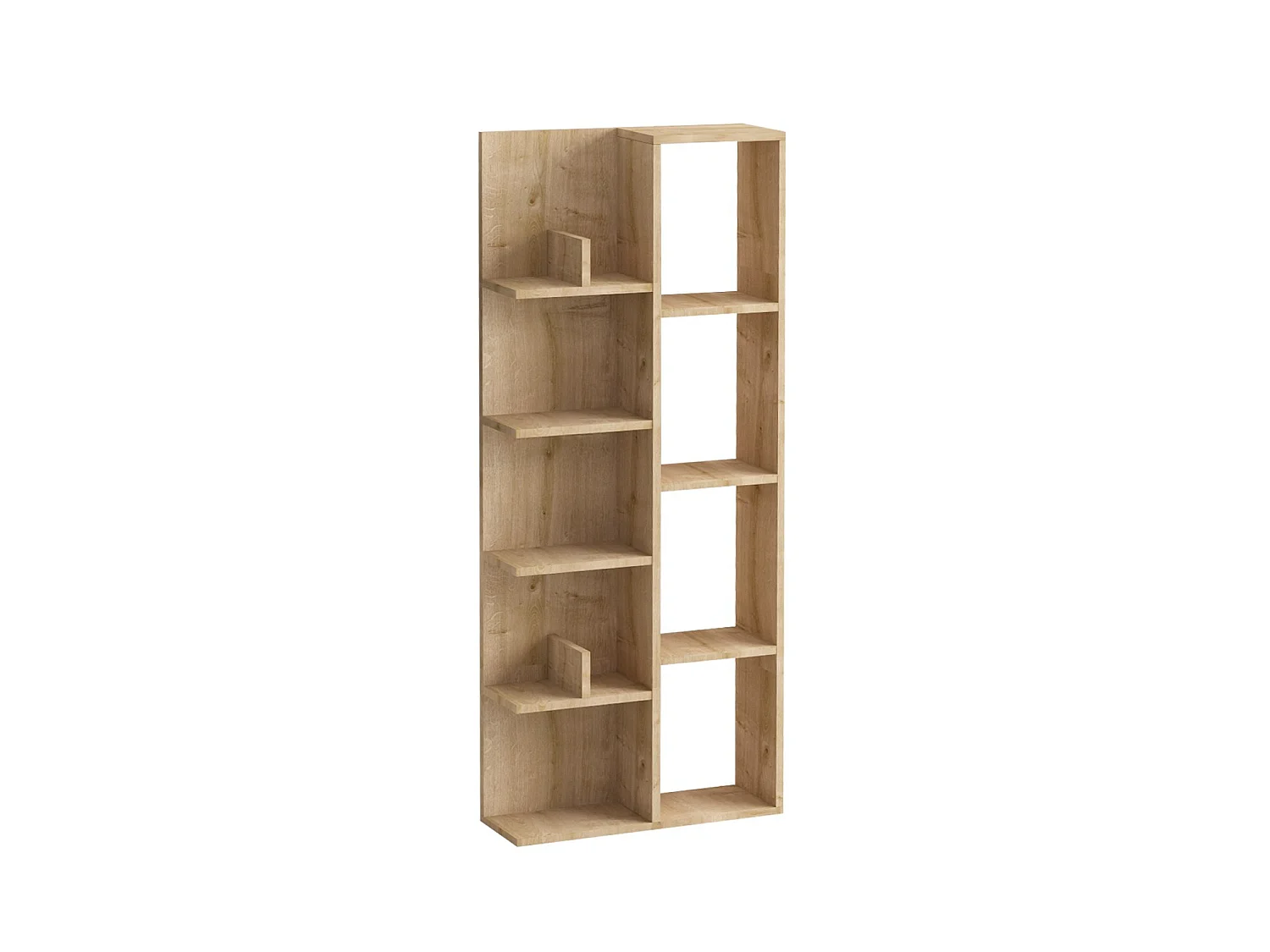 Boekenkast van eikenhout "Lily" 60x18x150 cm met 8 planken – modern en robuust design