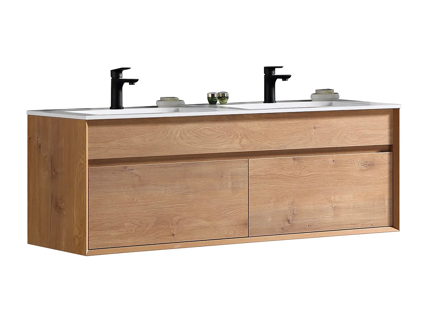 Meuble double vasque 140 cm chêne brun Aquaroca