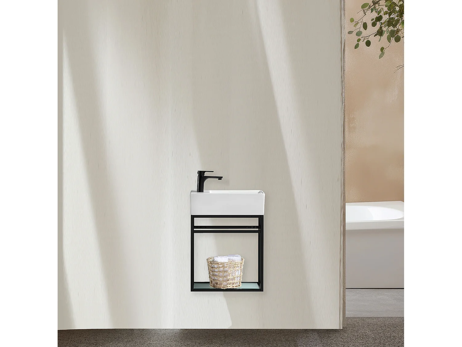 Lave-main salle de bain Aquafredo 60 cm  finition métal noir